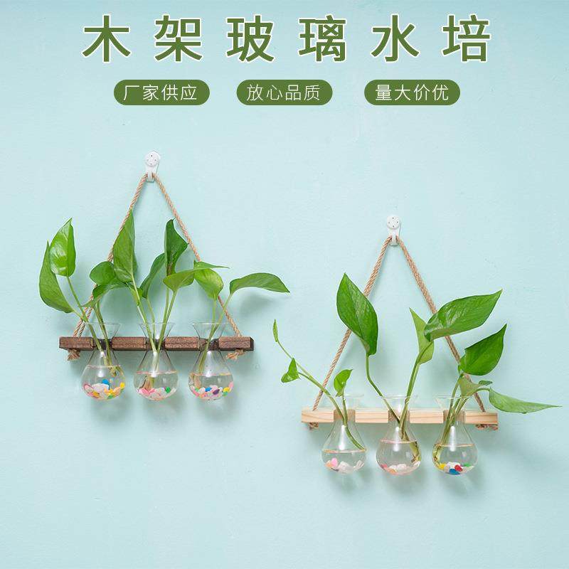 复古悬挂透明玻璃花瓶家居装饰墙壁壁挂玻璃水培养花容器挂壁卧室