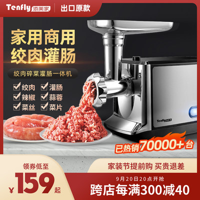 Tenfly添美家家用商用电动绞肉机小型不锈钢多功能自动碎肉馅灌肠