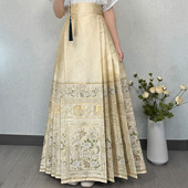 青渊新款 日常通勤秋冬 汉服国风织金妆花新中式 马面裙 扇屏舞花