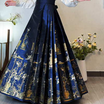 青渊织金缎日常妆花上班穿国风