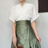 夏季 青渊原创日常上衣交领半袖 夏天搭马面裙通勤上衣短袖