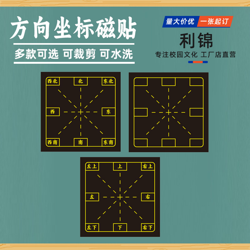 利锦 位置与方向黑板贴方位教具学具黑板贴教师用三年级小学数学东南西北坐标表软磁贴30厘米学习教学板学具