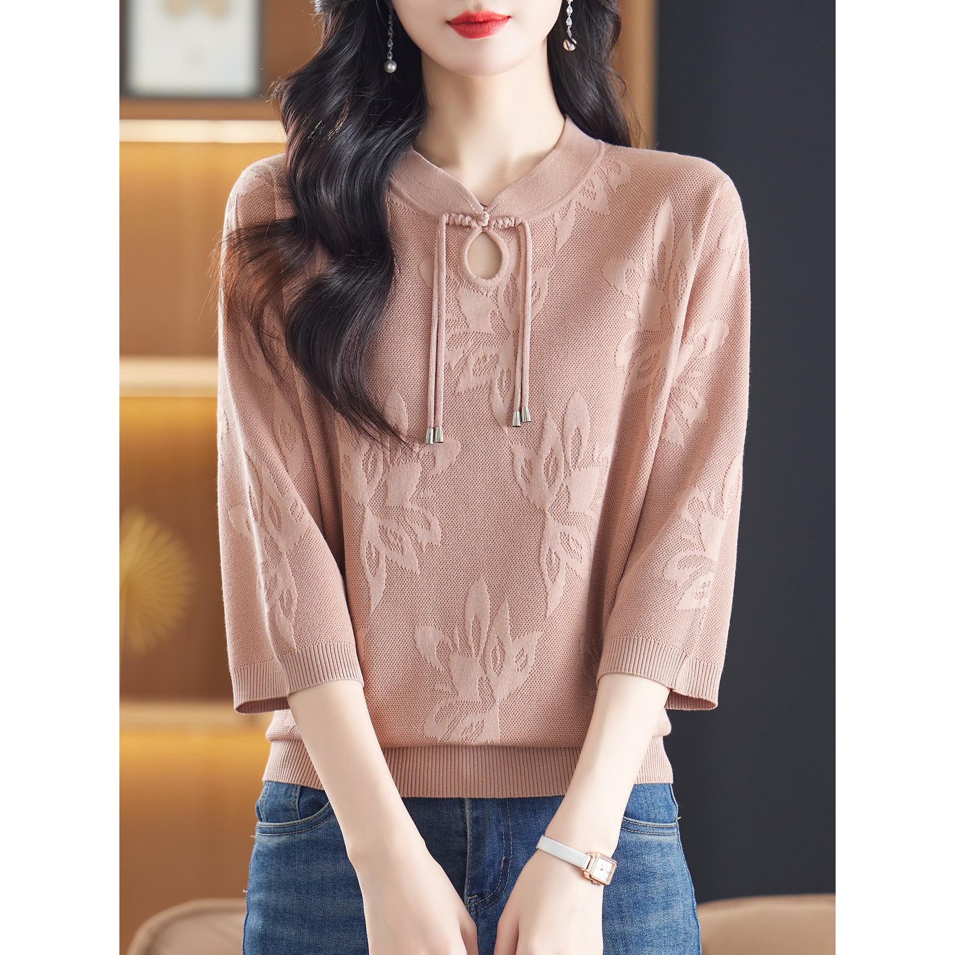 JOYIASS中年妈妈高端洋气七分袖上衣女士秋装2025新款宽松薄款国