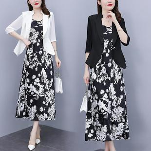 女2025夏新款 RIERA大碼 時(shí)尚 西服套裝 胖mm氣質(zhì)顯瘦吊帶碎花連衣裙