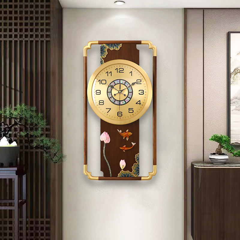 新中式挂钟客厅家用静音轻奢高档黄铜时钟钟饰创意个性装饰钟表
