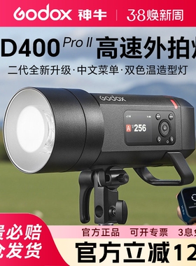 godox神牛AD400PRO II二代外拍灯400W锂电池高速同步TTL自动测光户外便携闪光灯影棚摄影600w摄影灯