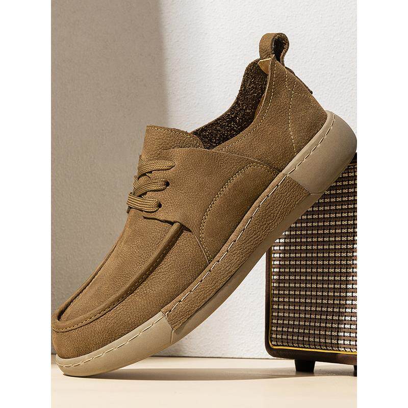 男士头层牛皮男鞋超轻真皮磨砂皮休闲皮鞋胖子宽脚肥脚胖脚高脚背