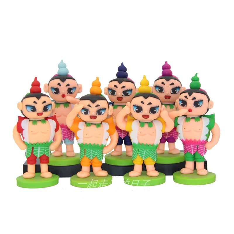 卡通q版软陶手工捏制金刚葫芦娃葫芦兄弟手办模型家居车内摆件