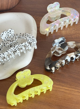 Flower diamond-studded acetate grip clip  hairpin shark clip