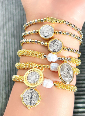 Cross Gold Snowflake Adjustable Bracelet Handmade for Women