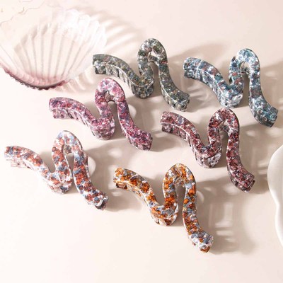 Colorful Jelly Wave Hair Claw Hairpin Women Girls Fashion De