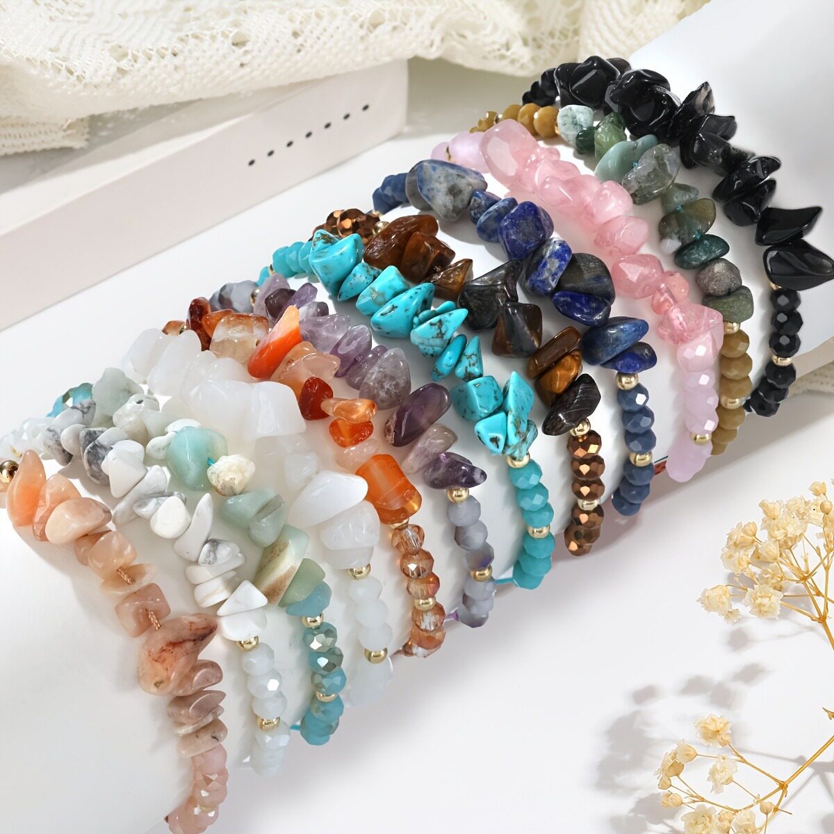 New Irregular Natural Stone Bracelet Set