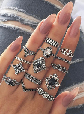 Vintage hollowed-out Lotus Pop gem 15-piece joint set