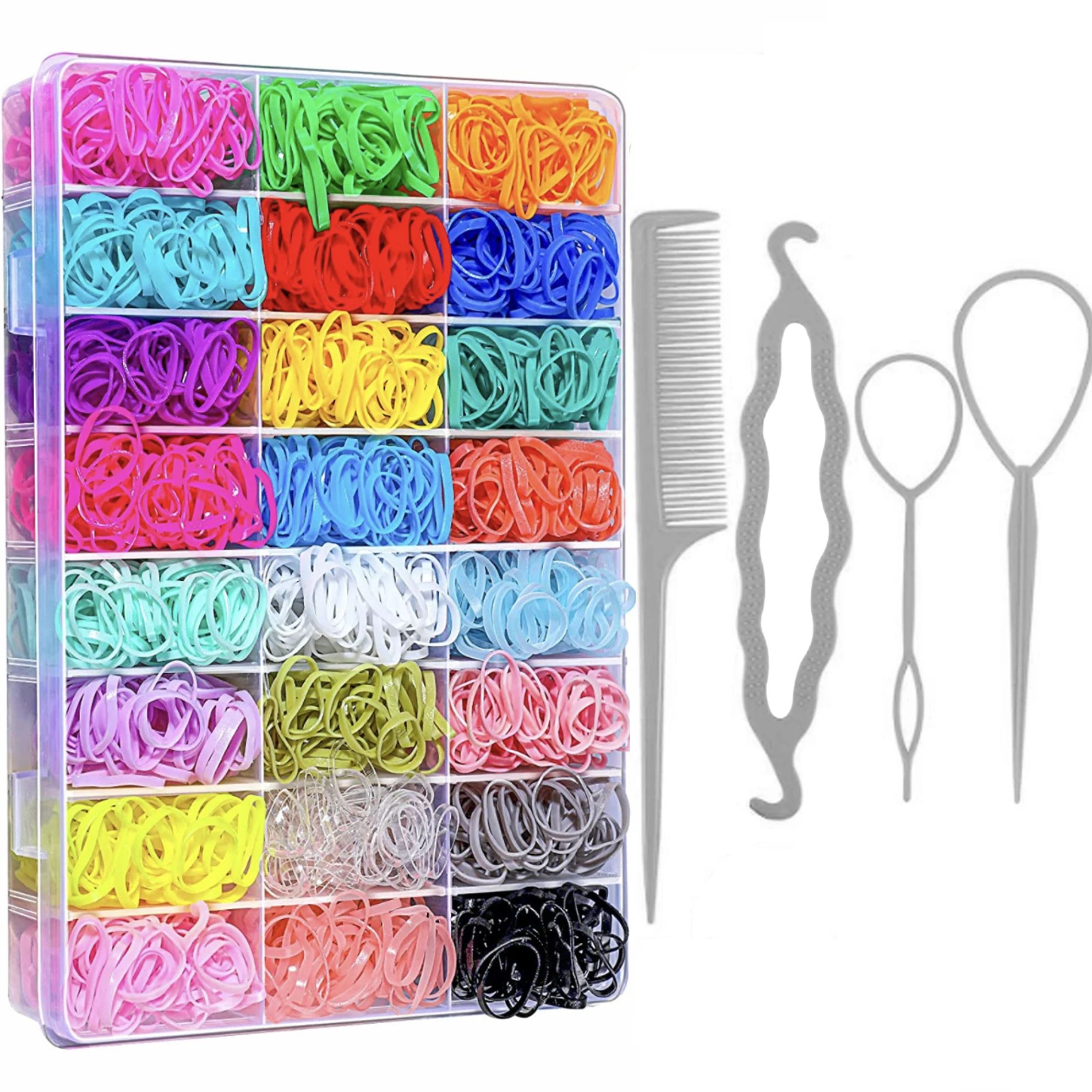 Tie Hair Bands Ponytail Holder Rubber Band Styling Tools Box