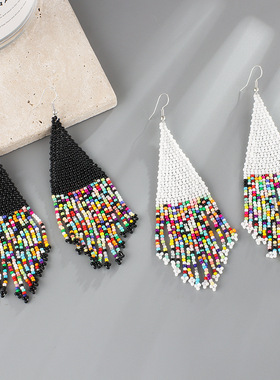 Boho Jewelry Chic Art Deco Long  Tassel Dangle Earrings for