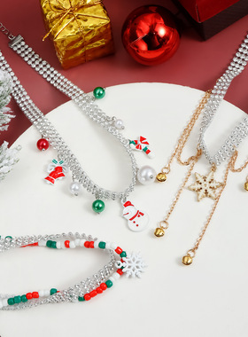 Christmas Snowflake Fashion Water Diamond Choker New Year's