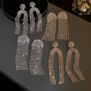 Women Euorpe Evening Party Crystal Tassel Earings Wholesale
