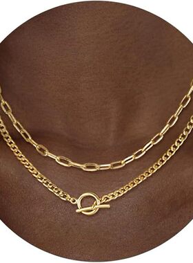 Gold Layered Necklace for Women K Gold Plated Necklace