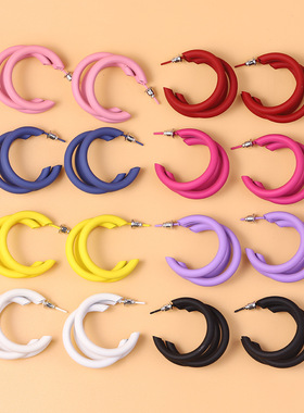 C-shaped earrings ins wind macaron semicircular  jewelry