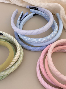 Checkered headband, solid color hair clip, retro French head