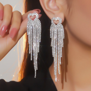 Earrings Exaggerated Long Tassels Colorful Pierced Earrings