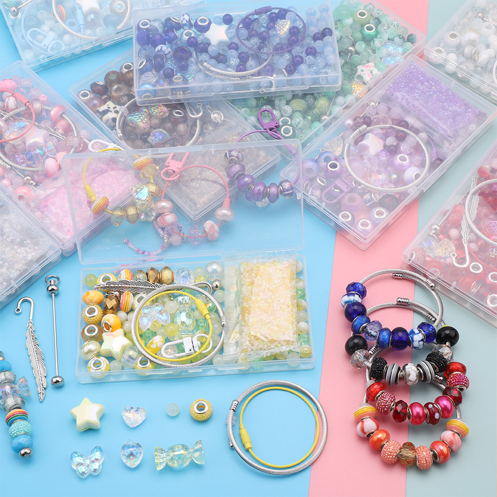 Small empty box of glass loose beads DIY combination set