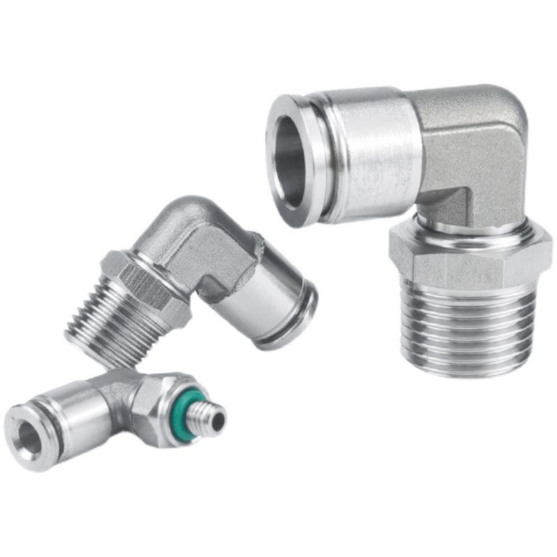 304不锈钢接头PL8-02 6-01 10-D03 12-04气管快插快速接头直角弯