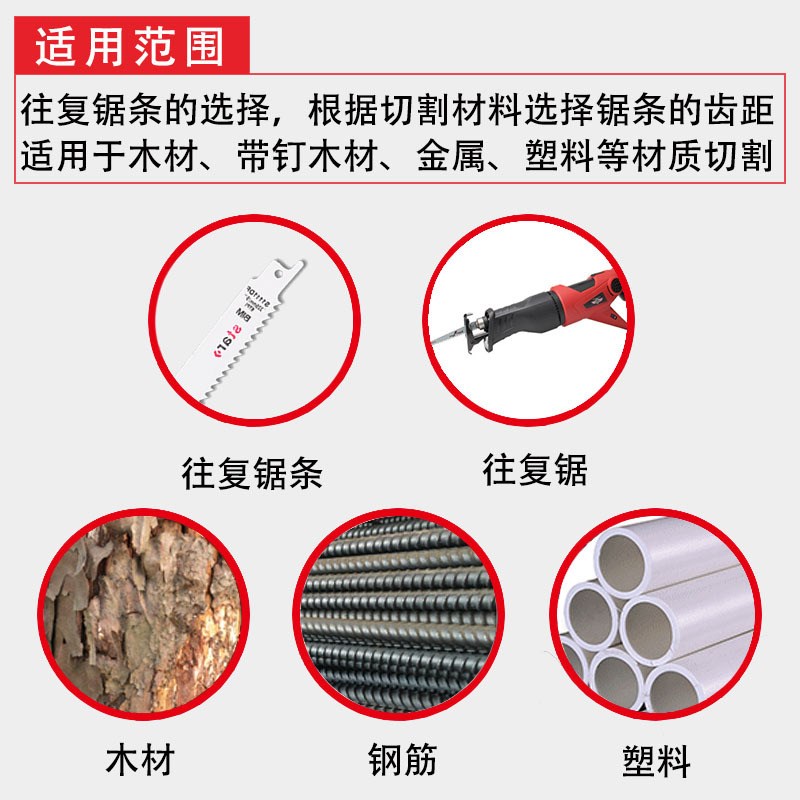 往复锯条曲线锯条木工锯条电锯高速钢F马刀锯条金属木材切割片电