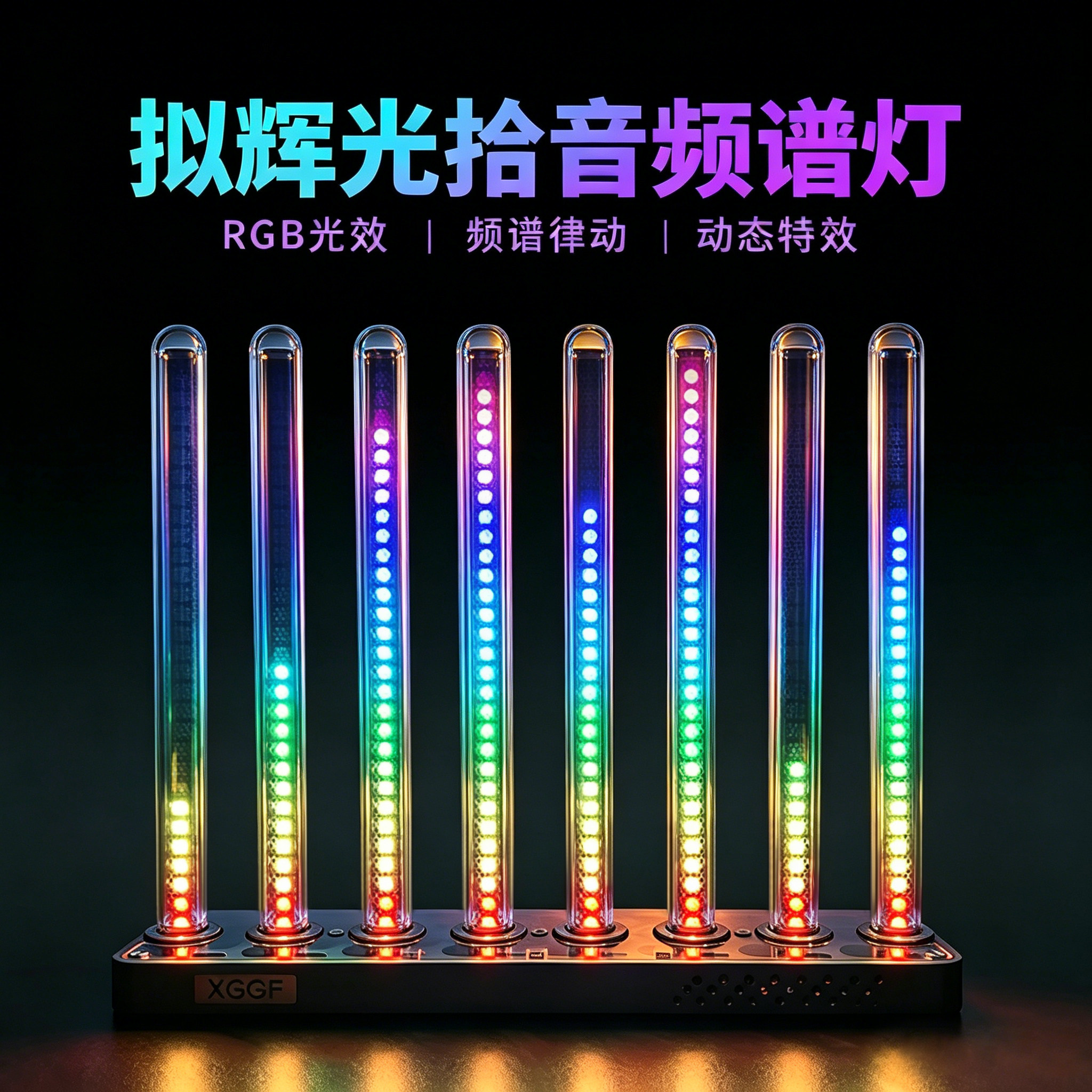 拟辉光声控音频音乐节奏灯拾音律动频谱桌搭摆件电竞房装饰氛围灯