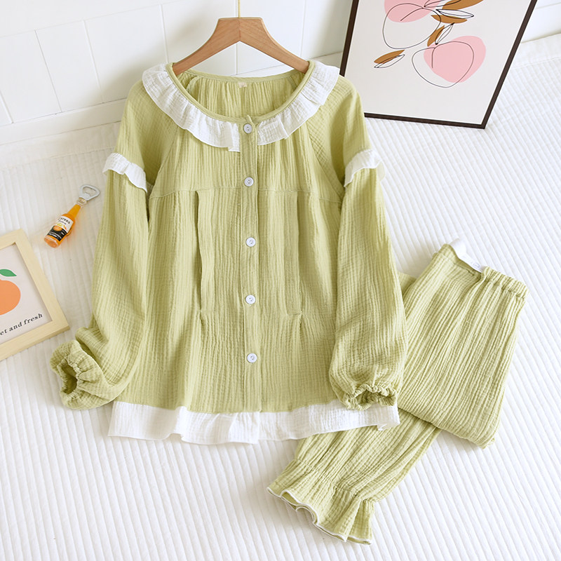 순면 감금옷봄 가을 여름 더블 가제 잠옷 수유옷사이드 오픈 수유복 베이비면가제 대형