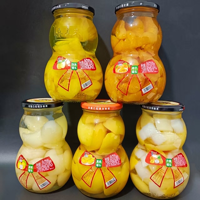 【喜友来小葫芦罐头758g】什锦梨球桔子黄桃玻璃瓶水果即食冷饮
