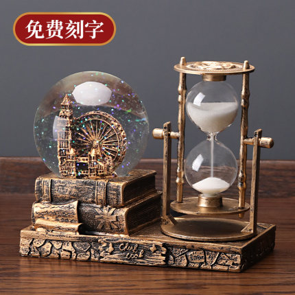 水晶球八音盒装饰品沙漏音乐盒家居酒柜创意摆件女生儿童生日礼物