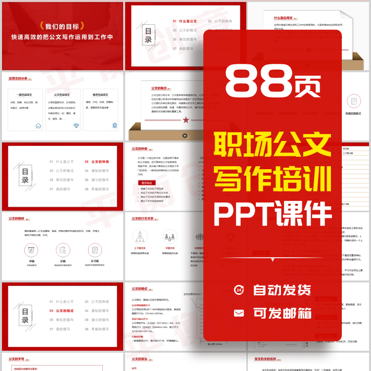 88页公文职场写作技能培训PPT企业公司通知报告请示条据撰写素材