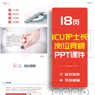 ICU护士长个人岗位竞聘报告PPT课件模板医疗护理培训演讲素材ppt