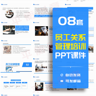 员工关系管理PPT模板成品人力资源劳动纪律沟通活动培训课件素材