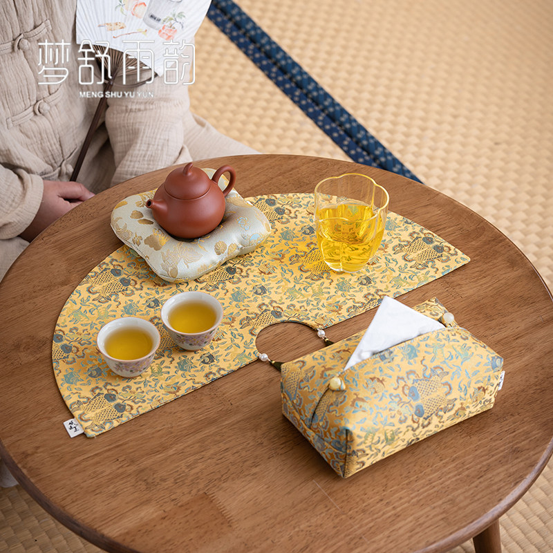 织锦浮光金布艺茶席干泡家用茶桌布隔热桌旗隔热防烫垫子茶道配件