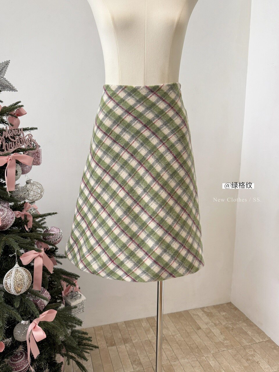 法式复古浪漫撞色绿格纹毛呢半身裙女高腰A字裙直筒裙包臀中长裙,女装/女士精品,半身裙,淘宝优惠券,粉丝福利购,淘宝优惠卷