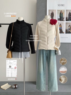 秋冬韩系纯色显瘦鱼骨线内里加绒立领拉链棉服外套女长袖修身上衣