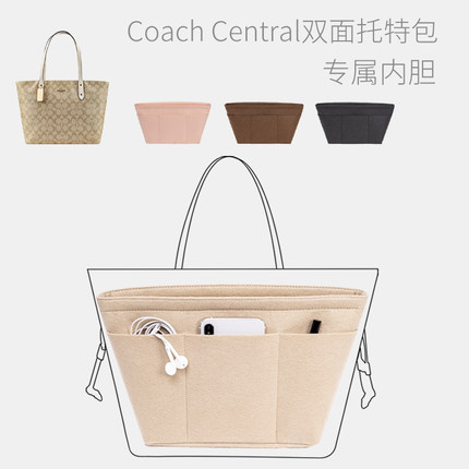 适用COACH蔻驰托特包内胆City33内袋收纳撑包中包Central内衬拉链