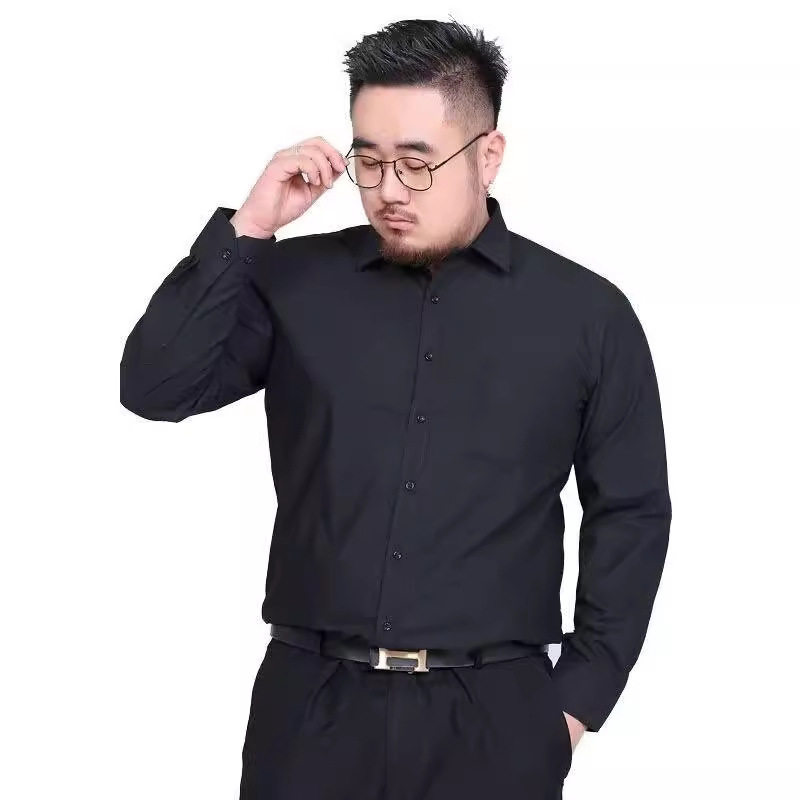 修身显瘦长袖白衬衫加肥加大衬衣