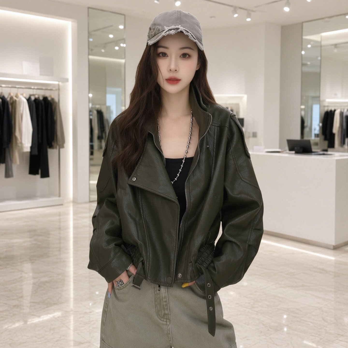 秋冬机车宽松女短款显瘦休闲外套