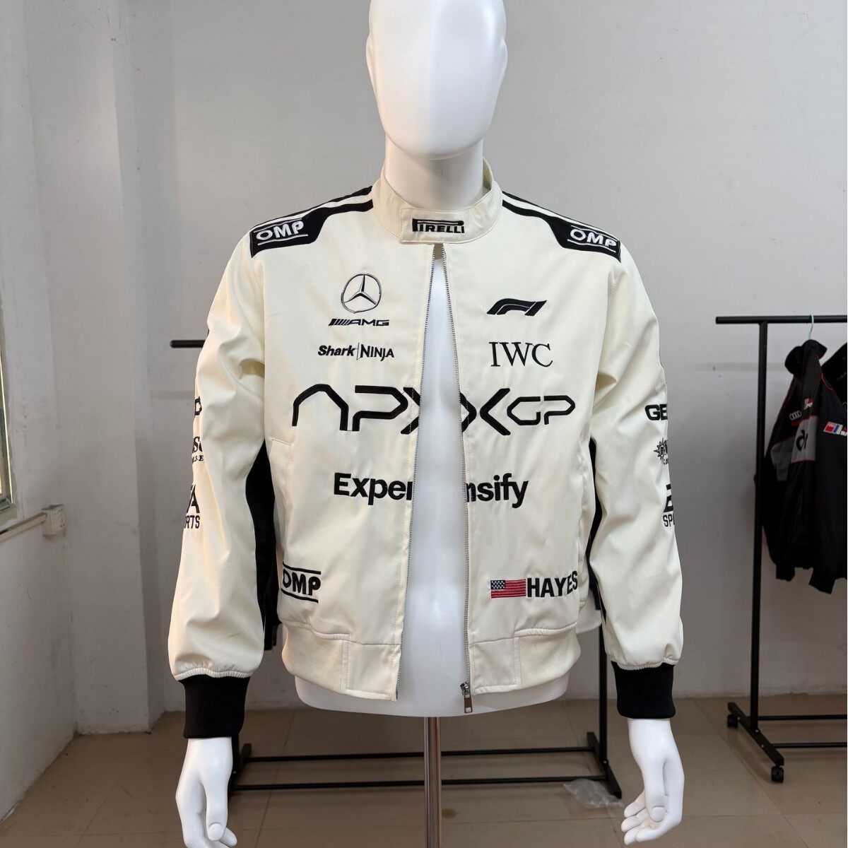 机车男女同款赛车服刺绣夹克摩托车骑行服机车服棉衣飞行服外套
