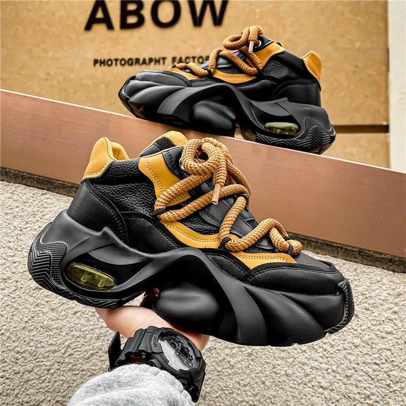 【青年男鞋新款炸街潮牌气垫减震运动鞋时尚个性】休闲厚底老爹鞋