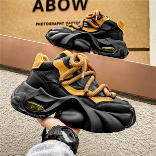 【青年男鞋新款炸街潮牌气垫减震运动鞋时尚个性】休闲厚底老爹鞋