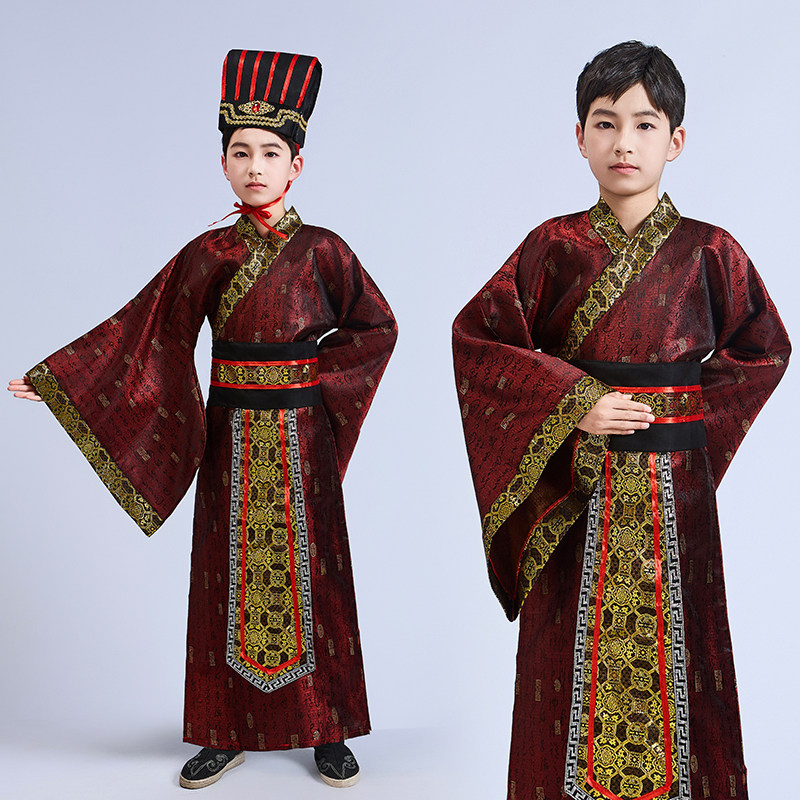 儿童古装汉服男古代学生中国风国学服装幼儿孔子大臣舞台演出服