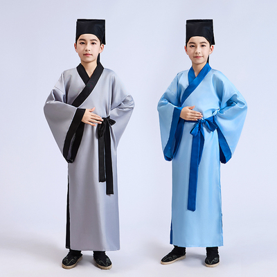 儿童汉服李白杜甫诗人服装屈原书生古装唐代书童古诗词朗诵演出服