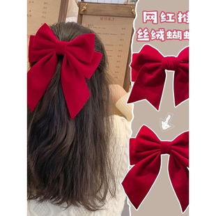 儿童大蝴蝶结新年发饰女童发夹发卡女孩拜年过年红色夹子头花头饰