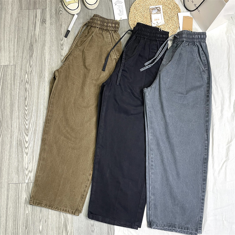 日系～廓形复古感 秋冬磨毛全棉抽绳宽松哈伦阔腿休闲裤,女装/女士精品,牛仔裤,淘宝优惠券,粉丝福利购,淘宝优惠卷