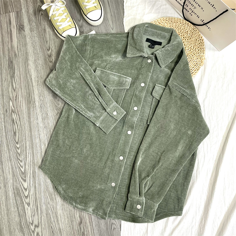 美式厚实重磅灯芯绒大口袋衬衫