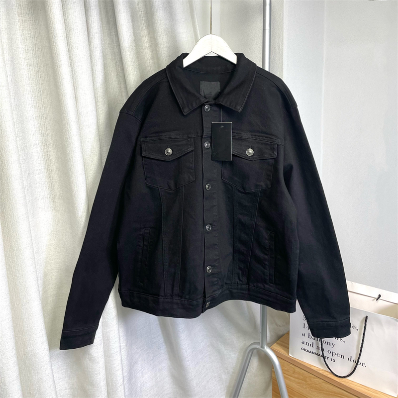 美式～黑色oversize宽松牛仔外套